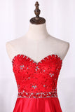 2024 Sweetheart Prom Dress A-Line Lace Bodice With Satin Skirt Floor-Length Beaded