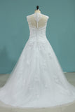 2024 Wedding Dresses A-Line High Neck Court Train Satin With Applique Covered Buttons