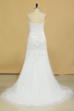 2024 Sweetheart Wedding Dresses Tulle Mermaid/Trumpet With Applique