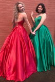 2024 SweetHeart A-Line Prom Dress Satin Floor Length Ball Gown