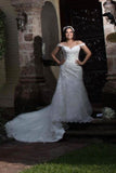 Off The Shoulder Tulle Wedding Dresses Bridal Dresses Appliques Covered Button Court Train