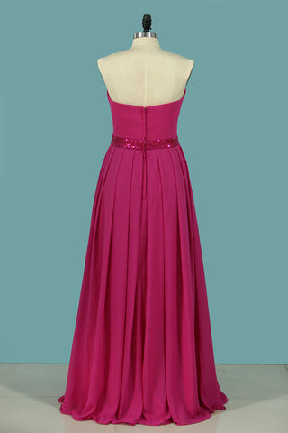 2024 A Line Strapless Bridesmaid Dresses Chiffon Floor-Length