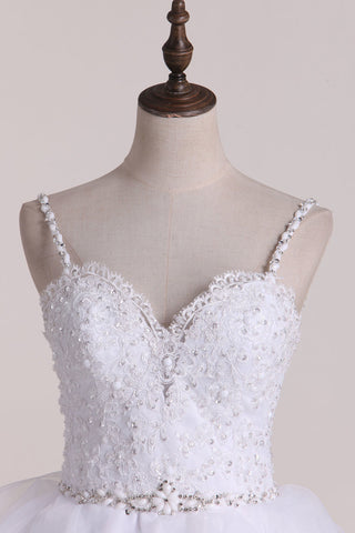 2024 Spaghetti Straps Wedding Dresses A-LINE With Applique And Beads Tulle