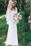 Lace Long Sleeve Beach Backless Outdoor Garden Handmade Womens Wedding Dress