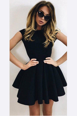 Cute A-Line Homecoming Dresses Black Backless Short Prom Dresses HCD29