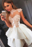 Wrapped Chest Sleeveless Appliques Satin Short Prom Dresses