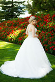 Square Sleeveless Ball Gown Mid Back Sequins Beading Wedding Dresses