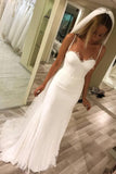 Simple Spaghetti Straps Sweetheart Sheath Long Mermaid Wedding Dresses