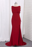 2024 Evening Dresses Spandex Scoop Mermaid With Slit Sweep Train