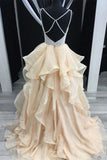 Newest Spaghetti Straps Ball Gown Beading Champagne Princess Prom Dresses Quinceanera Dresses