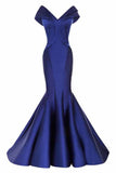 2024 Satin Off The Shoulder Evening Dresses Mermaid Satin Sweep Train