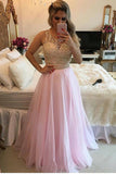 2024 Scoop Prom Dresses A Line 30D Chiffon With Beads Bodice