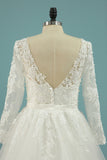 2024 Wedding Dresses V Neck Sheath With Applique Long Sleeves Detachable Train