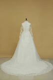 2024 Long Sleeves Wedding Dresses Tulle With Applique A Line