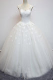 2024 Scoop Wedding Dresses A Line Tulle With Applique Court Train