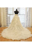 2024 Sweetheart Wedding Dress A Line Organza With Beads And Ruffles Chapel Train