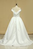 2024 Vintage Wedding Dresses Boat Neck A Line Satin With Ribbon