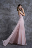 2024 New Arrival Prom Dresses A Line Sweetheart Sweep/Brush Chiffon With Beading