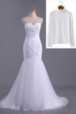 2024 High Neck Mermaid/Trumpet Muslim Wedding Dresses Pleated Bodice With Tulle Skirt Lace Up