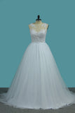 2024 New Arrival Scoop A Line Tulle With Applique Wedding Dresses