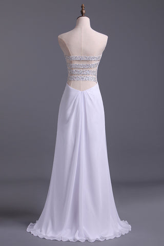 2024 New Arrival White Sheath/Column Sweetheart Chiffon Floor Length