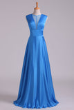 2024 New Arrival V-Neck Prom Dresses A-Line Chiffon Floor-Length