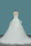 2024 Sweetheart Tulle Wedding Dresses A Line With Applique Sweep Train