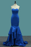 2024 New Arrival Mermaid Sweetheart Satin Evening Dresses Sweep Train