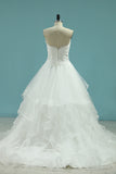 2024 A Line Sweetheart Wedding Dresses With Applique And Beads Tulle