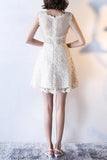 2024 Homecoming Dresses A Line Scoop Lace Short/Mini Zipper Up