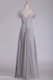 2024 A Line Scoop Mother Of The Bride Dresses Chiffon With Beads And Applique