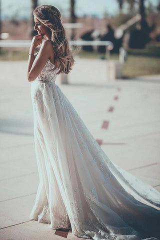 A Line Sweetheart Tulle Wedding Dresses With Appliques, Wedding Gowns