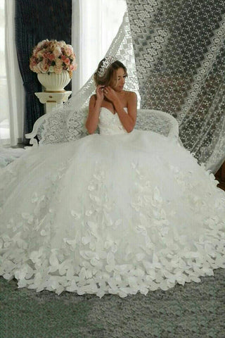 2024 Sweetheart Wedding Dresses A Line Tulle With Handmade Flower