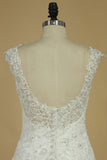 2024 Mermaid Wedding Dresses Straps Tulle Court Train With Applique