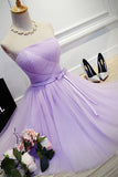 2024 Tulle Bridesmaid Dresses Strapless Ruched Bodice With Sash A Line