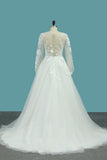 2024 Tulle A Line Deep V Wedding Dresses With Handmade Flower And Beads