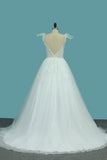 2024 A Line Spaghetti Straps Wedding Dresses Tulle & Lace With Applique Court Train