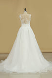 2024 New Arrival Scoop With Applique Organza Wedding Dresses A Line