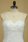 2024 Tulle Sweetheart With Applique Wedding Dresses A Line Sweep Train