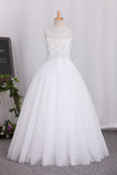 2024 New Arrival Scoop Tulle A Line Flower Girl Dresses With Applique And Beads