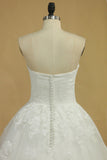 2024 Plus Size Wedding Dresses A-Line Sweetheart Court Train Tulle Applique Covered Button