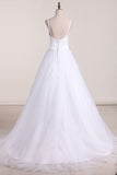 2024 Wedding Dresses Spaghetti Straps Organza & Satin A Line