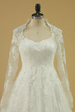 2024 Long Sleeves Wedding Dresses Tulle With Applique A Line