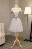 2024 Tulle Boat Neck Homecoming Dresses A Line Tulle With Applique