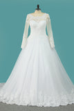 2024 Wedding Dresses Scoop Long Sleeves A Line Tulle With Applique