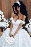 A Line Off The Shoulder Wedding Dresses Tulle With Applique And Beads