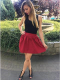 Two Piece Round Neck Sleeveless Burgundy Short Homecoming Dresses Samara CD10330