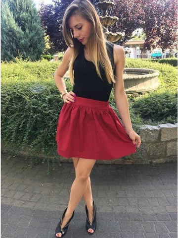 Two Piece Round Neck Sleeveless Burgundy Short Homecoming Dresses Samara CD10330