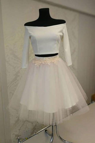 Homecoming Dresses Two Pieces Ali White Short Dress Tulle CD2029