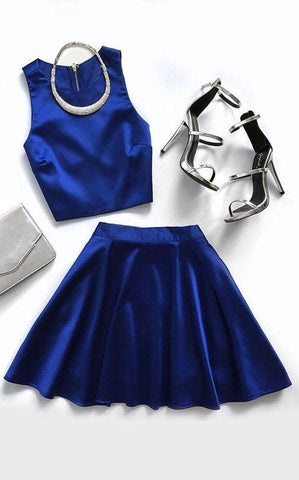 Two Piece Homecoming Dresses Royal Blue Cloe Simple CD2134